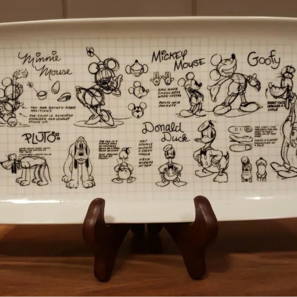 Disney Character Sketch Serving Tray - Black and White